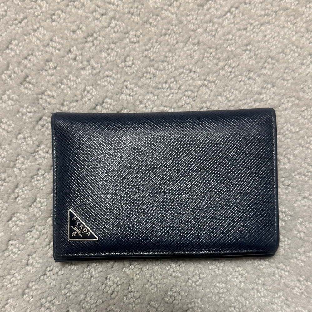 Prada Men's Dark Blue Card Holder